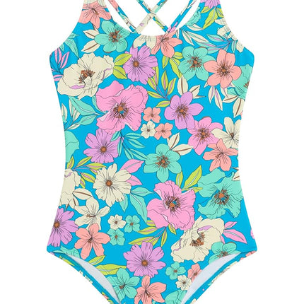Kanu Surf girls Reese Upf 50+ Beach Sport Criss-cross One Piece Swimsuit One Piece Swimsuit, Tina Blue, 16