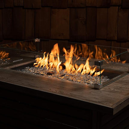 Fire Sense Fire Pit Wind Guard | Rectangle | Clear Glass | 32.5” L x 17.75” W x 6.25” H | Tempered Glass | For Propane, Gas, Fire Pits and Patio Heaters