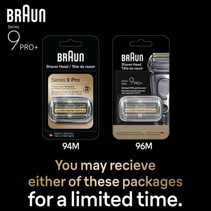 Braun Electric Shaver Head Replacement Part 94M Silver, Compatible with Series 9 Pro and Series 9 Electric Razors for Men