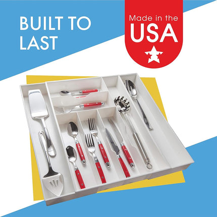 Dial Industries Expand-A-Drawer Cutlery Tray, White, Extra Wide