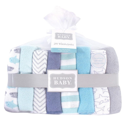 Hudson Baby Lote de toallitas de rayón de bambú unisex para bebé, Tiburones, Talla única