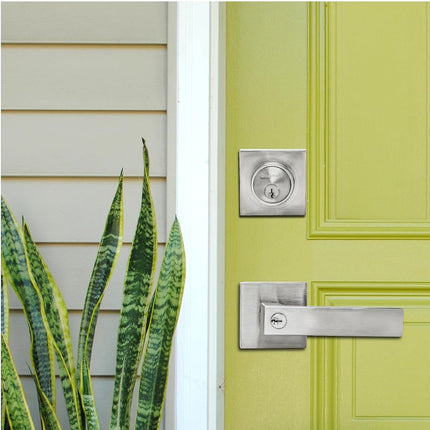 Exterior Door Lock Set With Deadbolt, Front Handle, Single Cylinder, Keyed Alike Heavy Duty Entry Handles Locksets (Satin Nickel, 2 Pack)