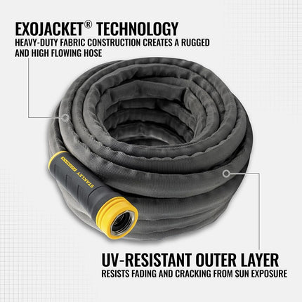 STANLEY BDS90131 Fatmax 100 ft. x 5/8 in. Fabric Hose with Swivel Coupling Watering, Gray, 100'