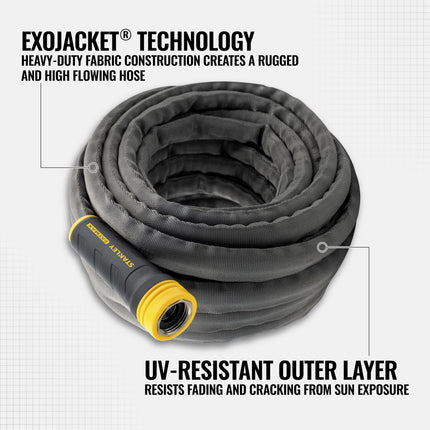 STANLEY BDS918504 Fatmax 50 ft. x 5/8 in. Fabric Hose with Swivel Coupling Watering, Gray, 50'