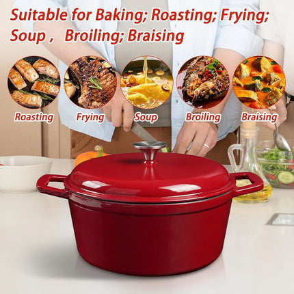 KOOMADE Dutch Oven Pot with Lid- 4.75 Quart Enameled Cast Iron Round Dutch Oven Stockpot With Dual Handles- Oven Safe up to 500°F, Heavy Duty Nonstick Cookware Safe for Bread Baking, Stews, Braising