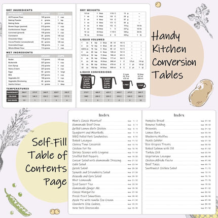 hi!SCI Blank Recipe Book to Write in Your Own Recipes, Large Recipe Notebook with 192 Pages, 7" x 10" Hardcover Recipe Journal for Family Cooking Lover (Lavender Fog)