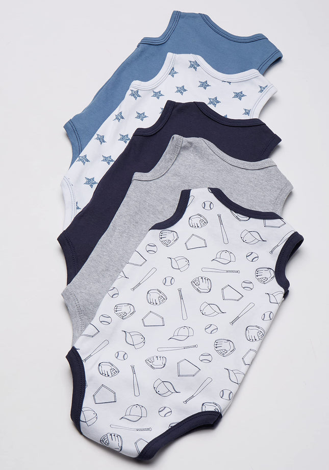 Hudson Baby Unisex Baby Cotton Sleeveless Bodysuits, Baseball, 9-12 Months