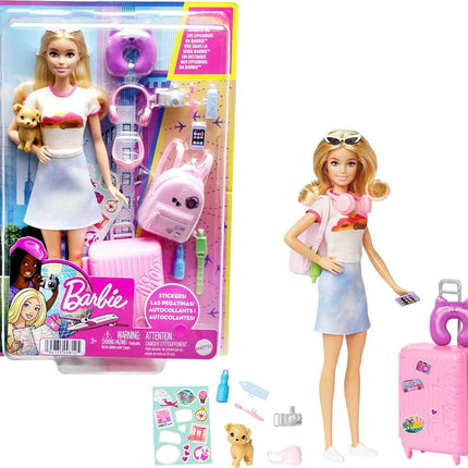 Barbie Doll & Accessories, Travel Set with Puppy a