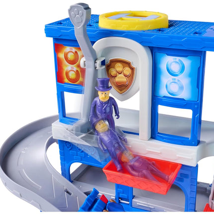 Paw Patrol: Brigade canine, Coffret QG Mission détective avec véhicule de course Brigade canine Chase, figurine articulée Hellinger et figurine chat, jouets pour garçons et filles à partir de 3 ans