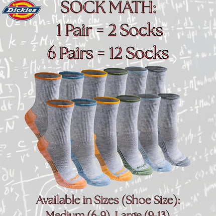 Dickies Women's Dri-tech Advanced Moisture Wicking Mid-Crew Socks, Available in M-l (6,12 Pairs), Grey Assorted (6 Pairs), L