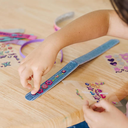 Melissa & Doug Design-Your-Own Jewelry-Making Kits - Bangles, Headbands, and BraceletsDIY Jewelry, Decorate with Stickers, Bracelet and Headband Crafting Set for Kids Ages 4+
