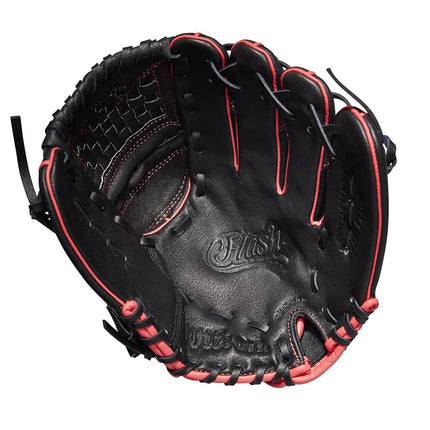 Wilson 2022 A440 Flash 11.5" Fastpitch Infield Glove - Left Hand Throw, Black/Pink/Tropical Blue