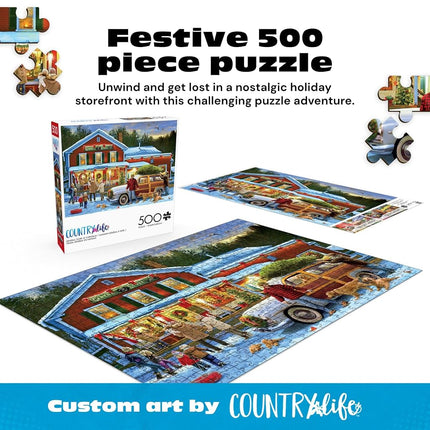 Buffalo Games - Greg Giordano - General Store at Christmas - 500 Piece Jigsaw Puzzle for Adults Challenging Puzzle Perfect for Game Nights - Finished Puzzle Size is 21.25 x 15.00