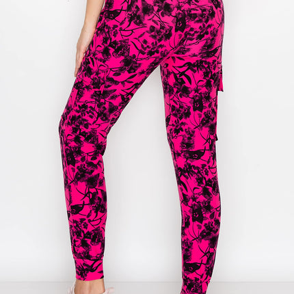 ALWAYS Women's Tie Dye Cargo Jogger Sweatpants - Pantalones Deportivos Ajustados Ligeros Elásticos Suaves de Primera Calidad con Bolsillos 7238 Rosa 2XL