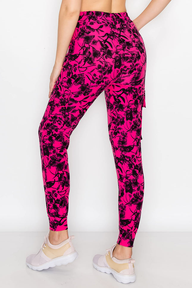 ALWAYS Women's Tie Dye Cargo Jogger Sweatpants - Skinny Fit Lightweight Premium Soft Stretch Pockets Pants 7238 Pink 2XL