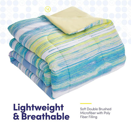 Juego de edredón de 7 piezas Sweet Home Collection, color liso, manta de microfibra suave para todas las estaciones y sábanas de microfibra de lujo, Sorento, matrimonial