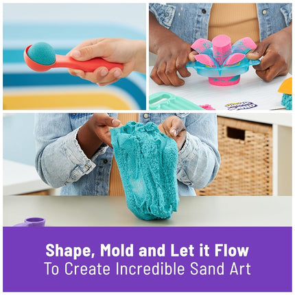 Kinetic Sand Ultimate Sandisfying Set, 2lb of Pink, Yellow and Teal Play Sand, 10 Molds and Tools, Sensory Toys for Kids Ages 3+