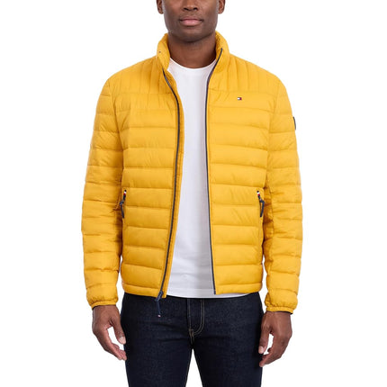 Tommy Hilfiger Men's Lightweight Down Alternative Packable Puffer Jacket Coat, Yellow Gold, 4X