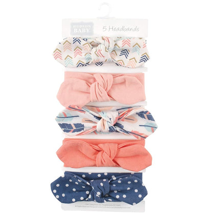 Hudson Baby Unisex Cotton and Synthetic Headbands, Feathers, 0-24 Months, Feathers, 5 Count (Pack of 1)