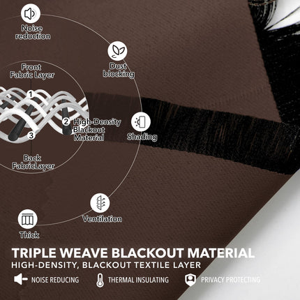 Deconovo Room Darkening Blackout Curtains - (Chocolate Color), Back Tab and Rod Pocket Curtains, 52W x 95L Inch, Thermal Insulated Blackout Curtains for Office, 2 Panels