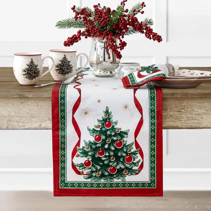 Elrene Home Fashions Villeroy & Boch Toy's Delight Christmas Table Runner, Festive Holiday Table Decor, 13 Inches x 70 Inches
