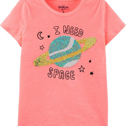 OshKosh B'Gosh Niñas Pequeñas Camiseta con Lentejuelas Reversibles, Fiebre Neon de la Isla, 6-6X