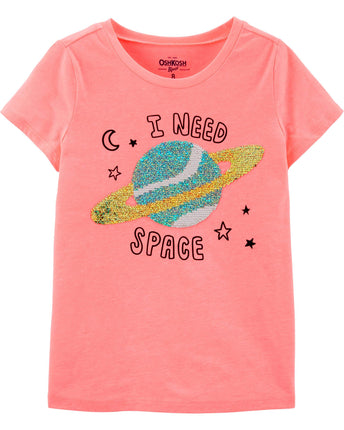 OshKosh B'Gosh Girls' Little Flip Sequin Tee, Neon
