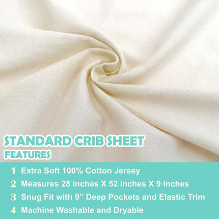 American Baby Company 2 Pack 100% Natural Cotton Fitted Crib Sheets 52" x 28" - Soft, Breathable, Hypoallergenic & Gentle Toddler Bed Sheets, Cream, Neutral for Boys & Girls