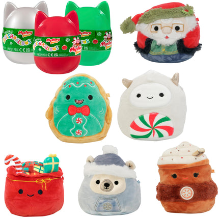 Squishmallows 4" capsules mystères de Noël (lot de 3) Peluches miniatures officielles Jazwares - Jouet en peluche doux et spongieux à collectionner - Édition limitée 2025 - Cadeau idéal pour les enfants, filles et garçons