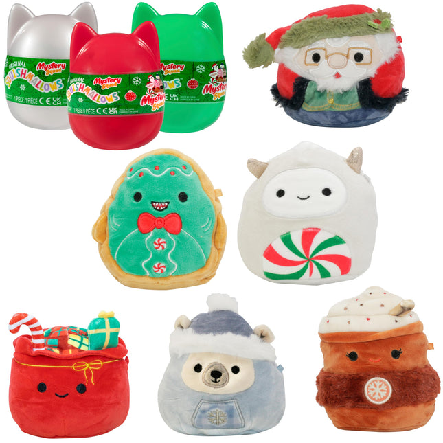 Squishmallows 4" Christmas Mystery Capsules (3 Pack) Official Jazwares Mini Plush - Collectible Soft & Squishy Stuffed Animal Toy - 2025 Limited Edition - Stocking Stuffer Gift for Kids, Girls & Boys