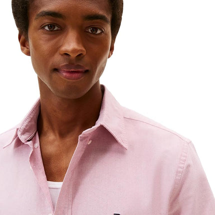 Tommy Hilfiger Short Sleeve Oxford Regular Fit, Men's Button Down Shirts, Medium Red, Medium