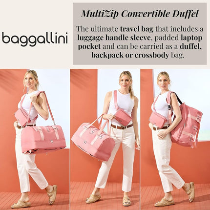 Baggallini Multizip Convertible Duffel, Mulberry, One Size
