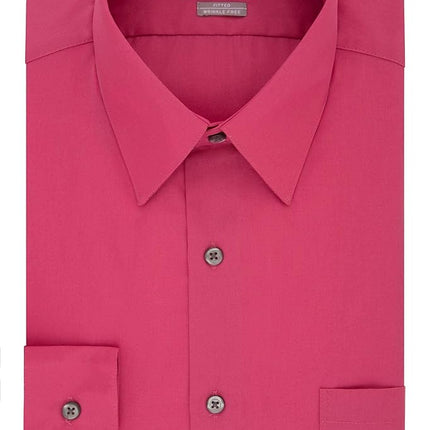 Van Heusen Men's Poplin Fitted Solid Point Collar Dress Shirt, Desert Rose, 14.5" Neck 34"-35" Sleeve