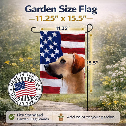 Caroline's Treasures CK6436GF Black Mouth Cur Dog American Flag Flag Garden Size, Small, Multicolor