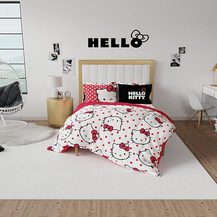 Franco Comforter and Sheet Set, Microfiber, Hello Kitty, 7 Piece Queen Size
