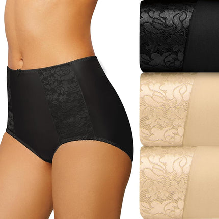 Bali Women's Double Support Brief 3-Pack, Black/Soft Taupe/Soft Taupe, Medium (Pack of 3)