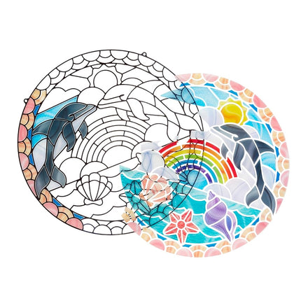Melissa & Doug Stained Glass Made Easy Activity Kit, Arts and Crafts, Develops Problem Solving Skills, Dolphins, 180+ Stickers