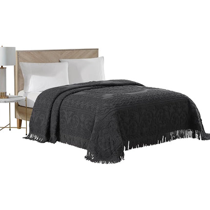 Beatrice Home Fashions Medallion Chenille Bedspread, Twin, Charcoal
