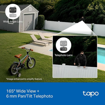 Tapo 2K Dual-Lens Pan/Tilt Outdoor Solar Wireless Cam, C645D KIT