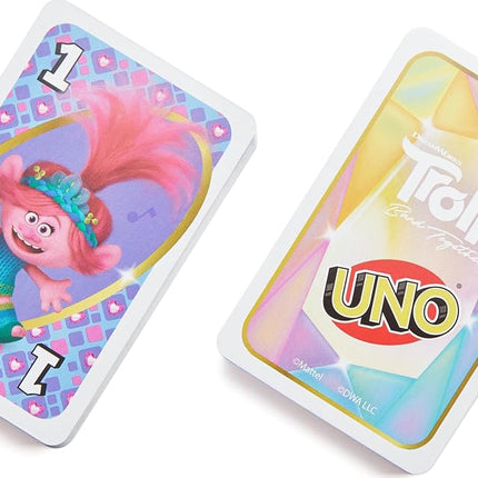 Mattel Games UNO Trolls 3: Band Together Card Game for Kids, Adults & Game Night Featuring Trolls Characters & Special Rule