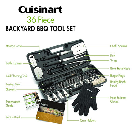 Cuisinart CGS-8036 Juego de Herramientas para Barbacoa de Patio Trasero, 36 Piezas