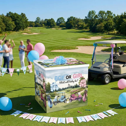 AmazingSpark 28in Giant Gender Reveal Gift Box Kit, Blue or Pink Golf