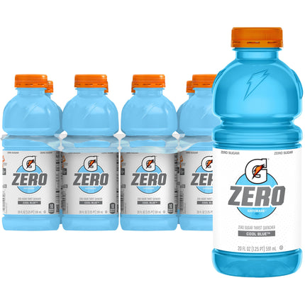 G Zero Thirst Quencher, Cool Blue, 20oz Bottles (8