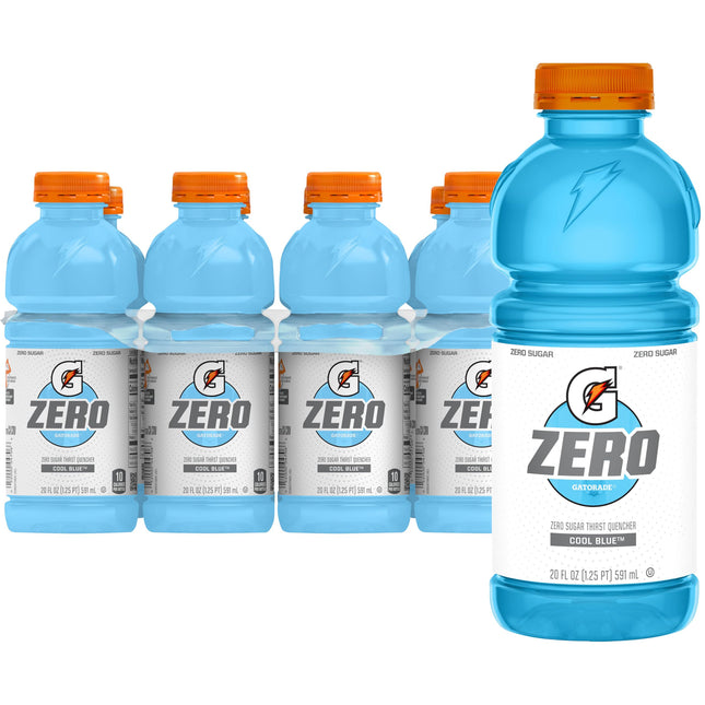 G Zero Thirst Quencher, Cool Blue, 20oz Bottles (8
