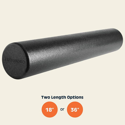 Rouleau de massage en mousse EPP extra-ferme Retrospec Relief FR de 45,7 cm et 91,4 cm de densité élevée pour l'exercice, le yoga, le Pilates et la récupération musculaire après l'entraînement, facile à utiliser, 91,4 cm