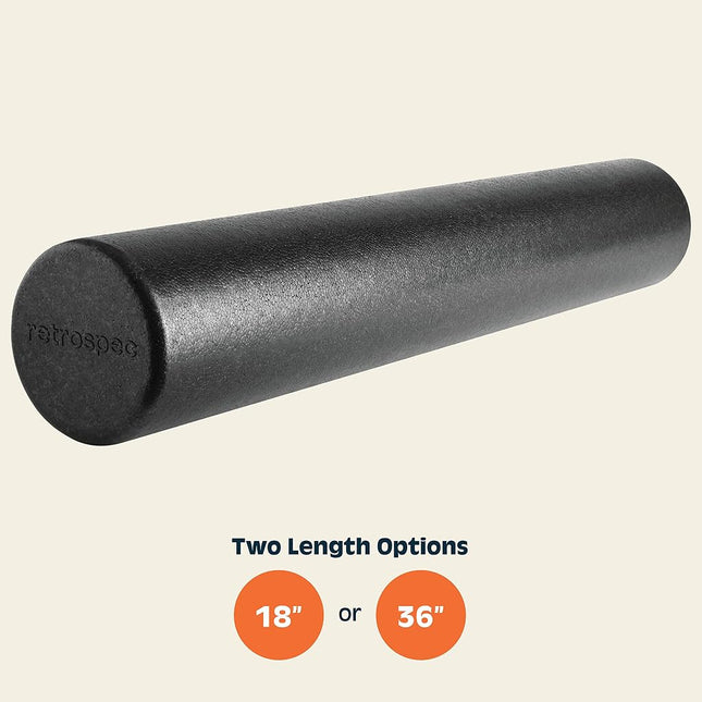 Retrospec Relief FR 18" & 36" High-Density EPP Extra Firm Round Foam Roller for Exercise, Massage Yoga, Pilates and Post Workout Muscle Recovery, Easy to Use, 36"