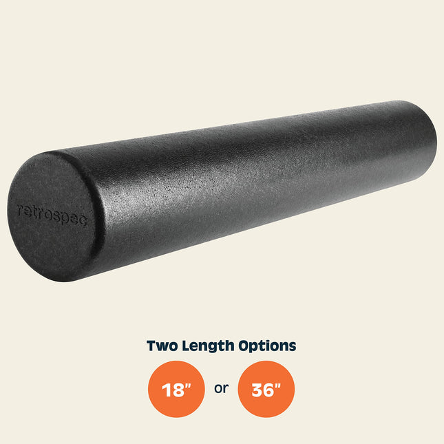 Rouleau de massage en mousse EPP extra-ferme Retrospec Relief FR de 45,7 cm et 91,4 cm de densité élevée pour l'exercice, le yoga, le Pilates et la récupération musculaire après l'entraînement, facile à utiliser, 91,4 cm