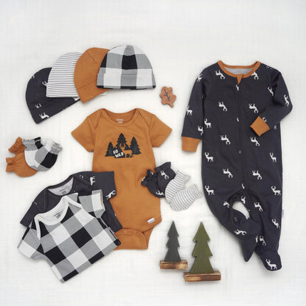 Gerber bebé-niñas niños y niñas juego de regalo de 12 piezas, ciervo marrón, 3-6 meses