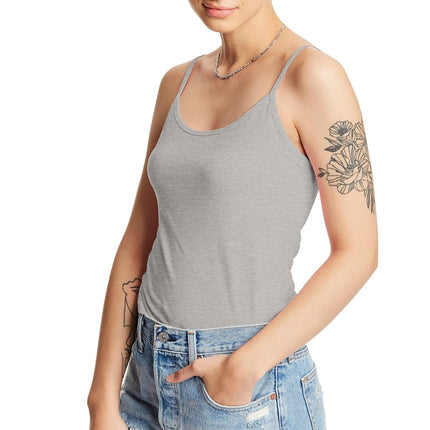 Hanes Women's Stretch Cotton Cami with Built-in Shelf Bra, Grey Heather, X Large