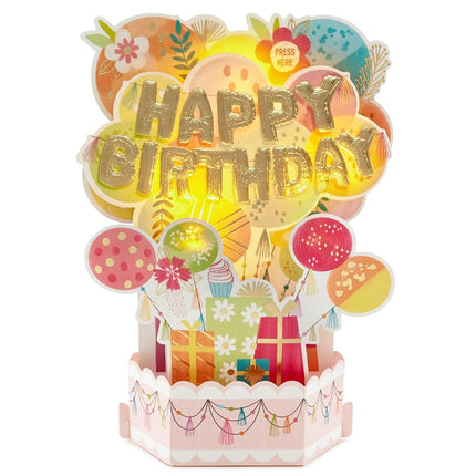 Hallmark Paper Wonder Musical Pop Up Birthday Card (Mylar Balloon Explosion, Plays Happy Birthday)